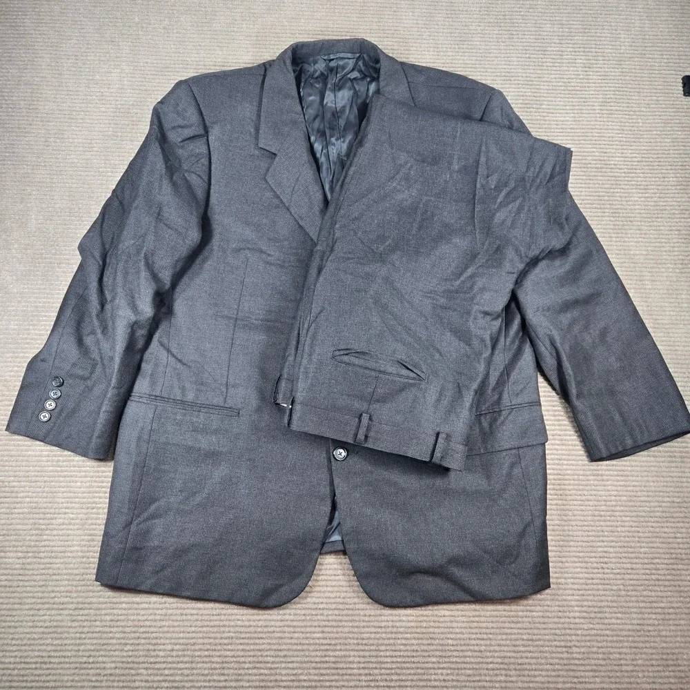 Hickey Freeman 44R Charcoal‎ Grey Micro-Pattern 100% Wool Boardroom 2-Piece Suit